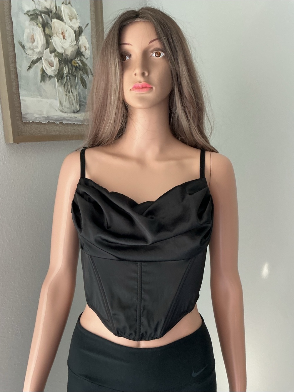 Urban Outfitters Black Satin Draped Crop Top